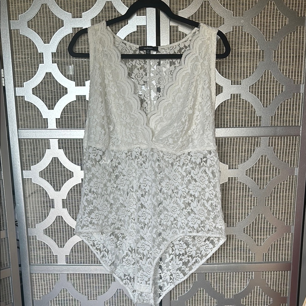 Ambiance White Lace Bodysuit